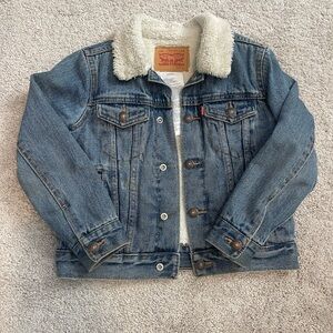 Levi's Kids Denim Jacket with Cream Sherpa Collar